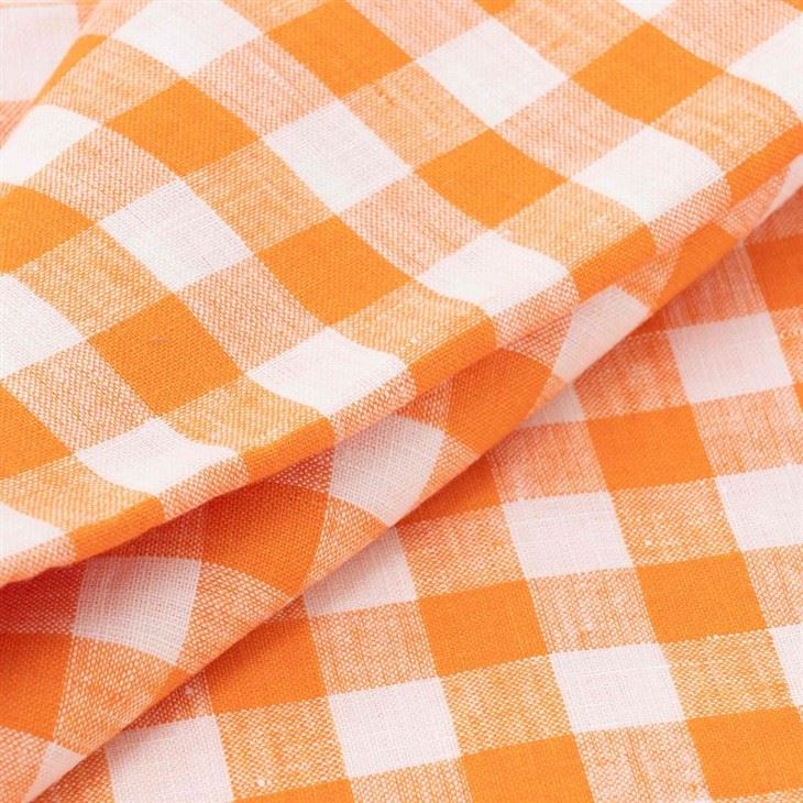 Orange White Gingham Linen Fabric price Orange White Gingham Linen Fabric price